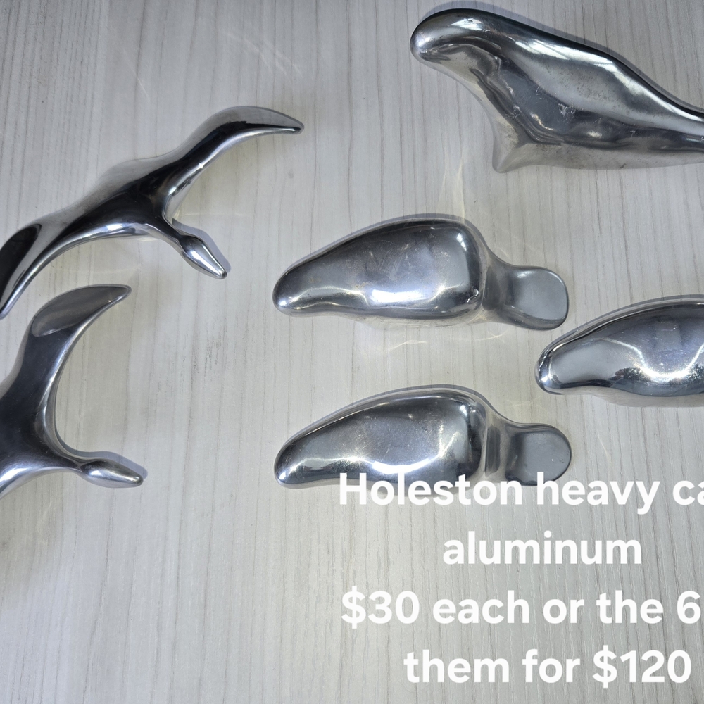 Silver Aluminum Whale Figurines